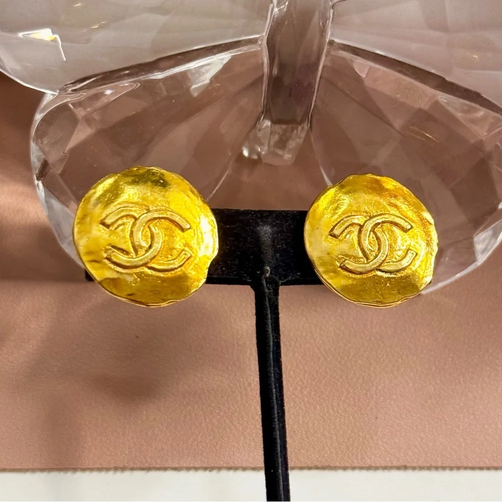 Vintage Chanel 24k Gold Earrings